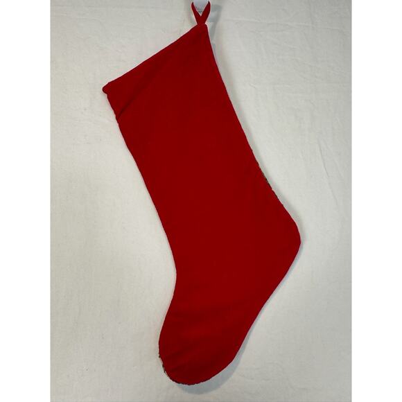 Vtg Needlepoint Christmas Stocking Teddy Bear Wool Velvet Lillian Vernon VANESSA - Picture 2 of 3